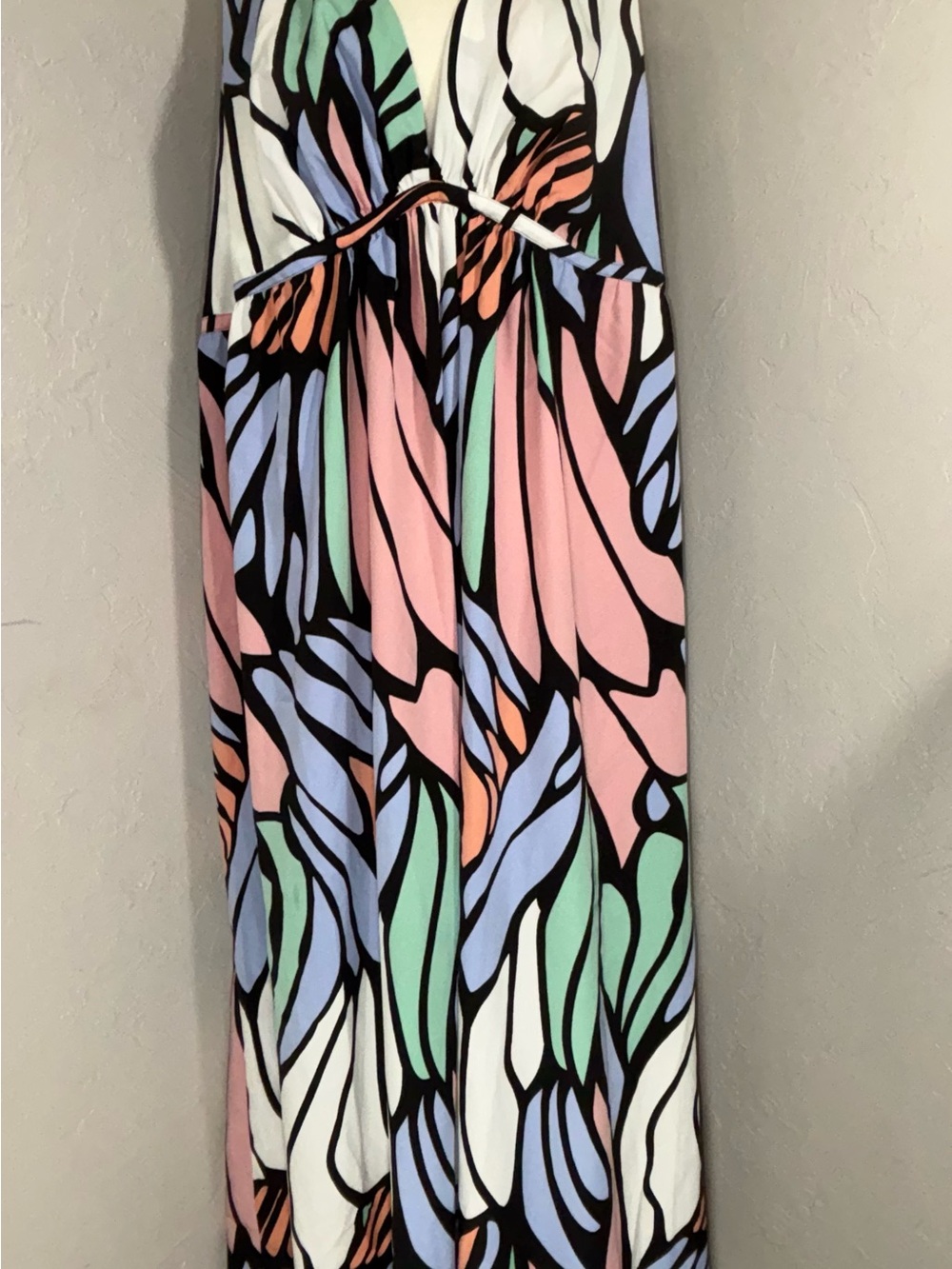 Beautiful NATORI Women's Multicolor Leaf-Print Maxi Dress. New. Size 3x.